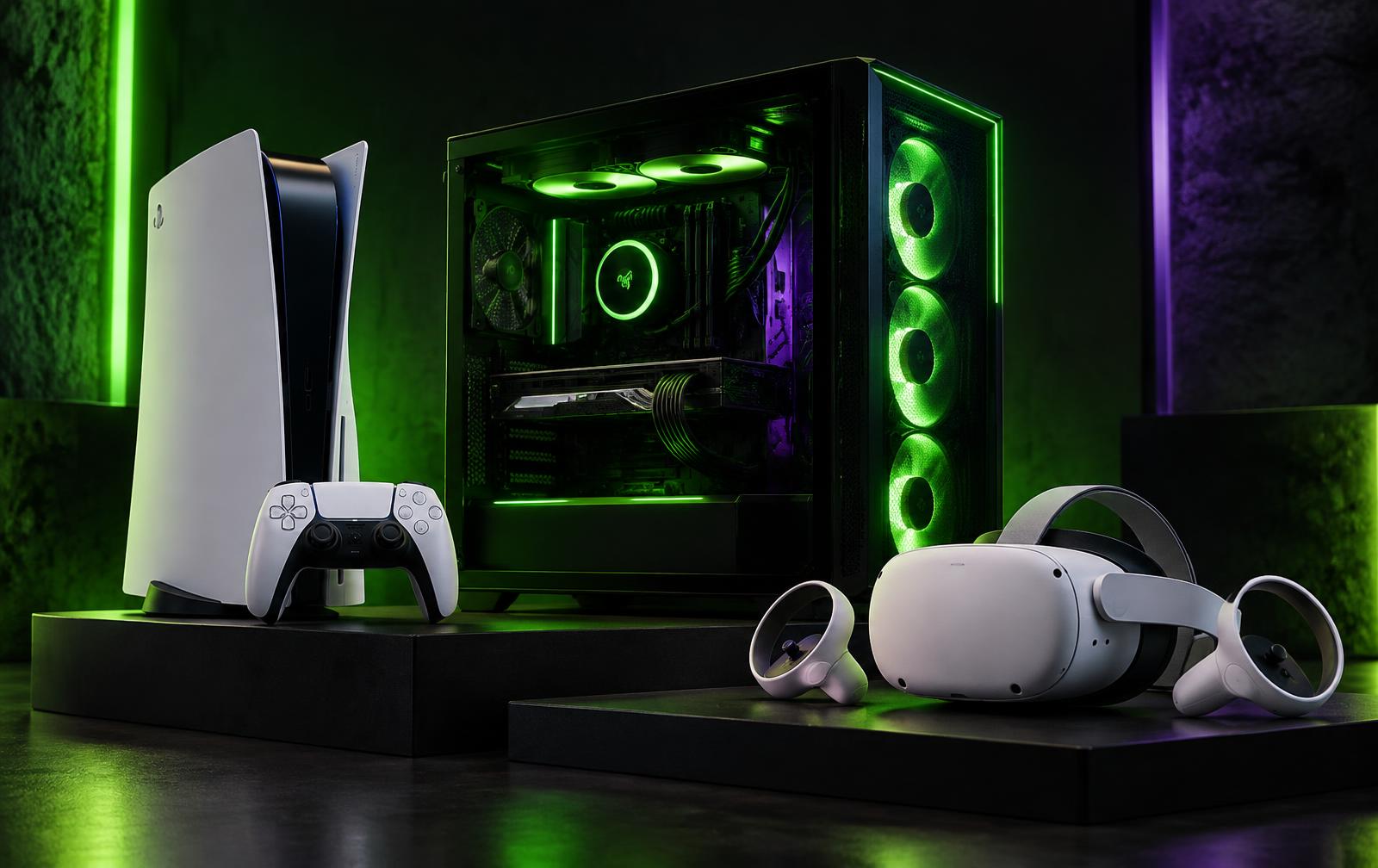 PlayStation 5, PC Gamer e headset de realidade virtual do kit